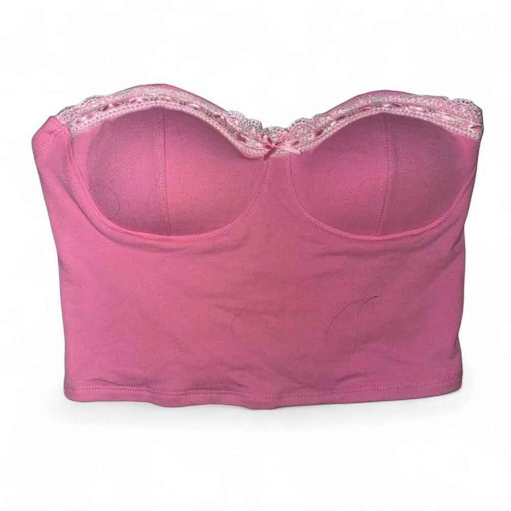 Pink Coquette Bow Lace Going Out Crop Top NWT
